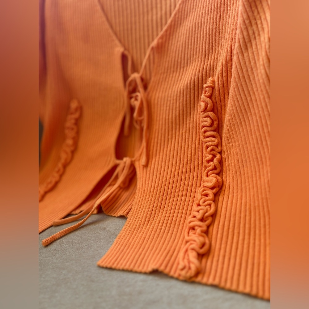 find me now ruffled knit cardigan - Charlie 2.0 orange - M like new euc